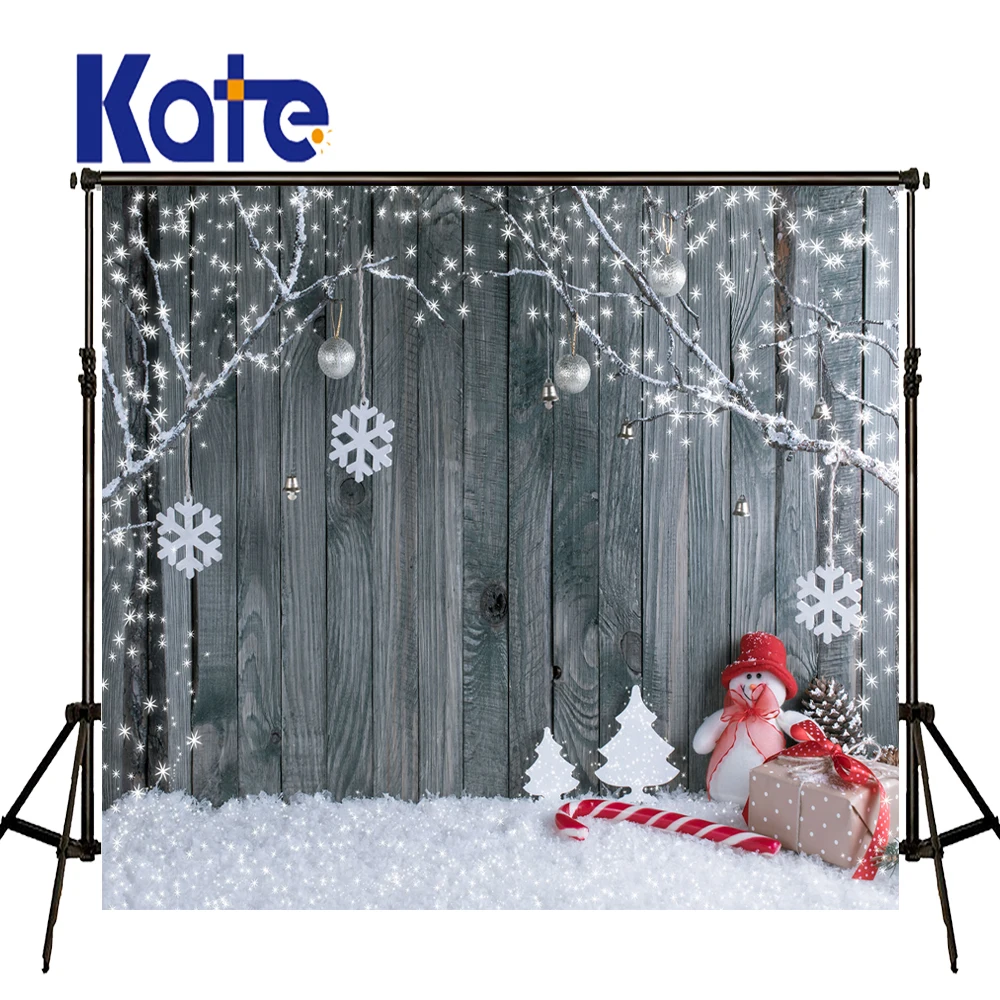 

KATE Photography Backdrops Christmas Backdrop Boneco De Neve Photo Christmas Snow Photos Candy Cane Wood Kids Winter Backdrops