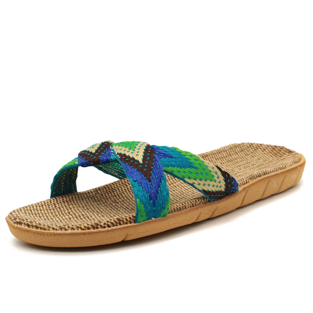 

New Summer House Flip Flops Breathable Linen Flat Beach Slippers Shose Women Slippers Female Manual Flax Ladies Slippers Sandals