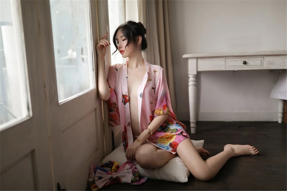 Сексуальное японское кимоно платье Мужская пижама-кимоно для женщин косплей горничной Нижнее белье Ночное белье японский модный стиль комплект одежды