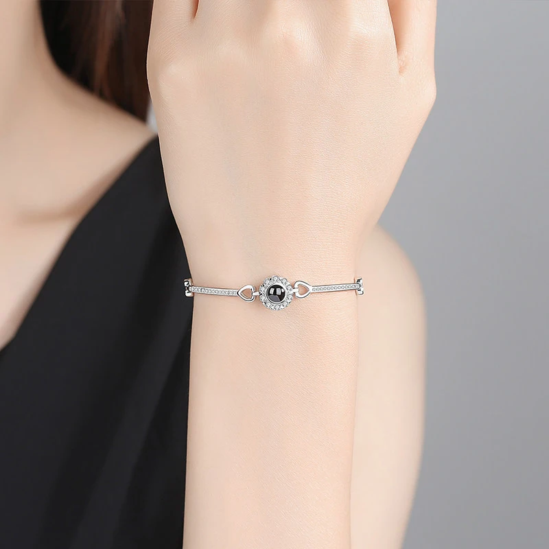 Женские браслеты Love Angel Eye из стерлингового серебра S925 пробы на 100 языках с