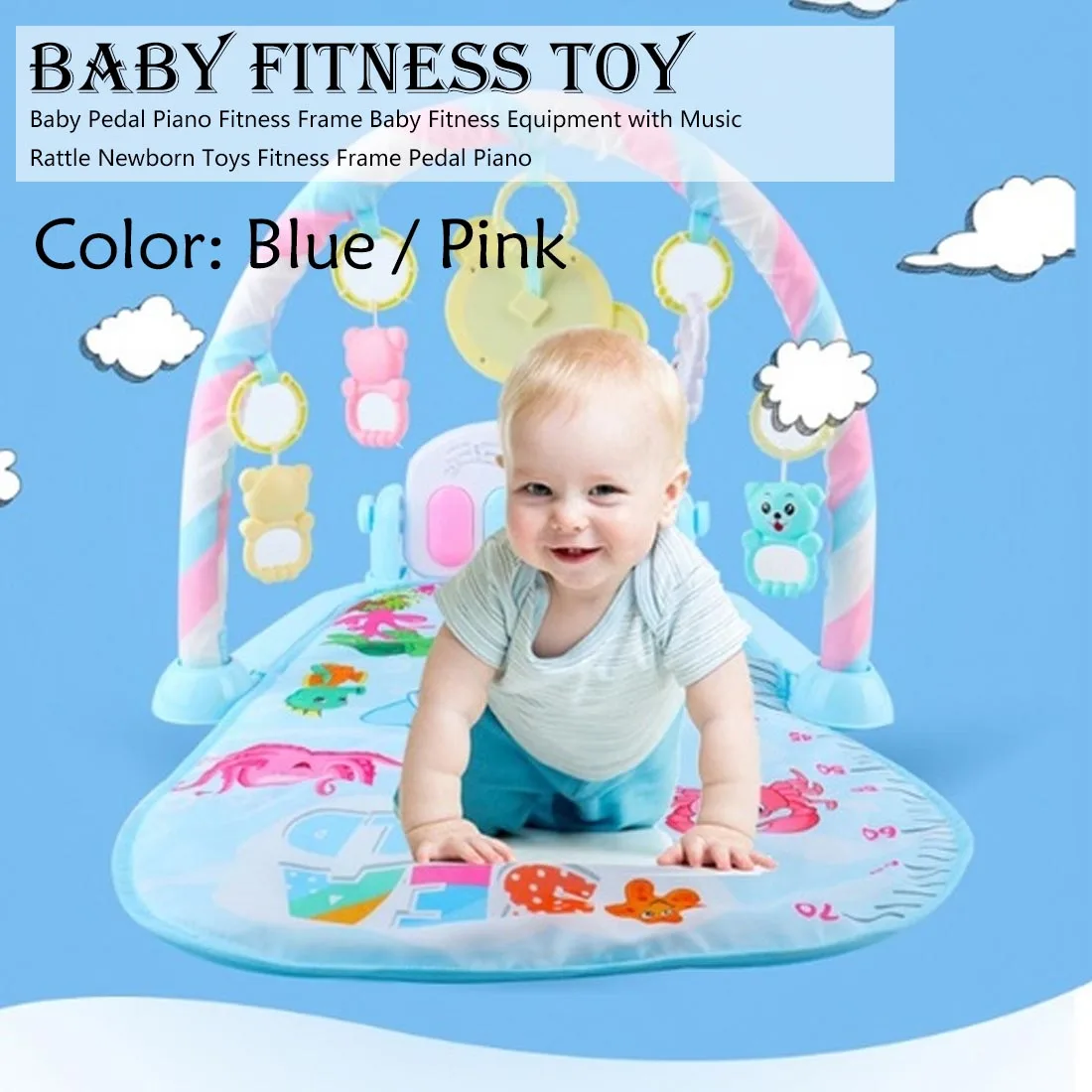 2019 Infant Cartoon Cradle Toys Baby Gilrs&Boys Fitness Frame Multifunction Foot Piano Music Game Blanket Kids Crawling Mat