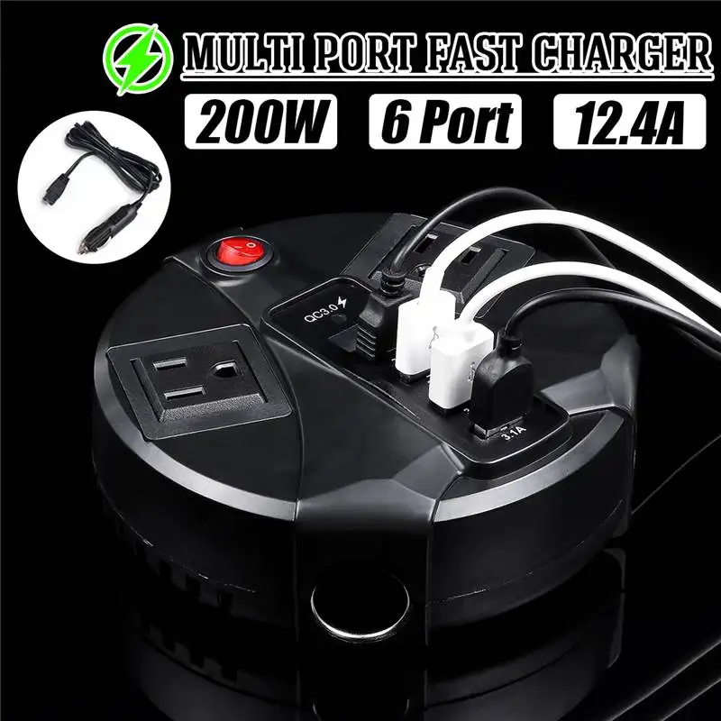 

Quick Charge Charger Multi Port USB 3.1 Port Desktop 4 USB port+2 US plug port LED Display Fast Charging + Car Charging Line