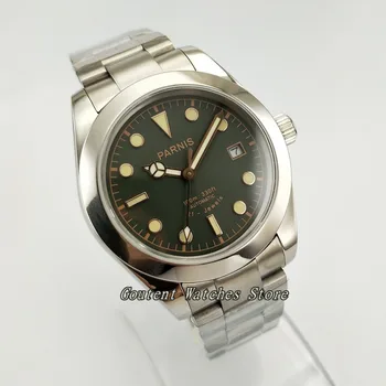 

40mm Parnis Sapphire Glass Stainless Steel Deep Green Dial Automatic Movement Men's Watch