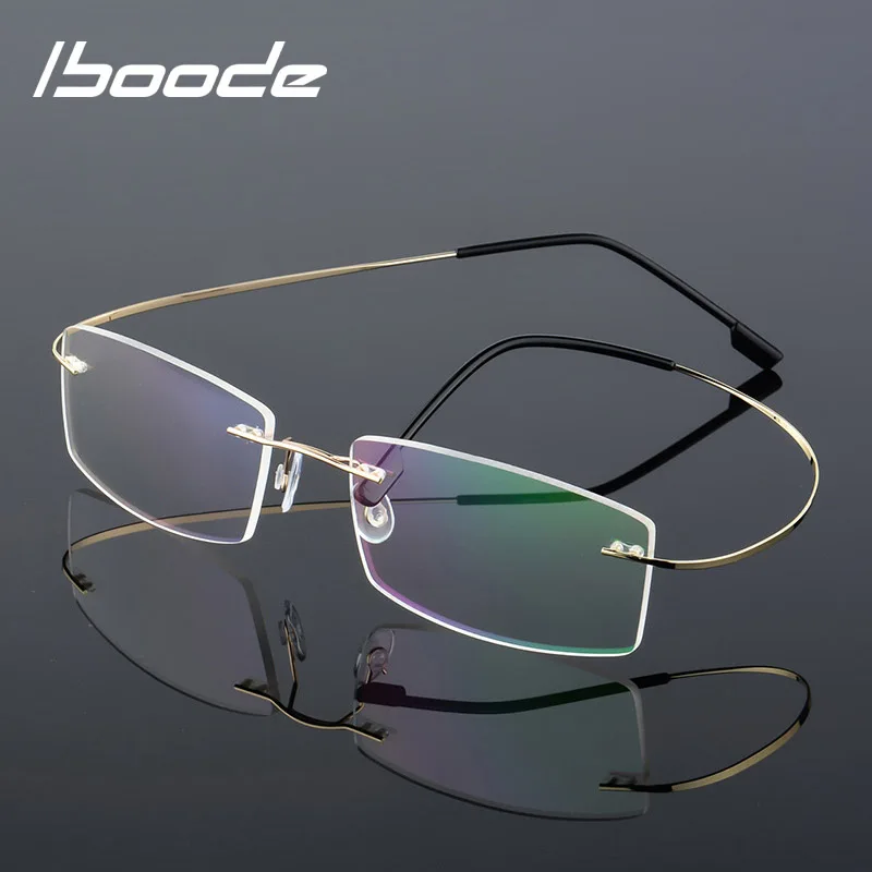 

iboode Ultralight Finished Myopia Glasses Men Rimless Neasighted Glasses Metal Frame Eyeglasses Diopters -1 1.5 2 2.5 3 3.5 4