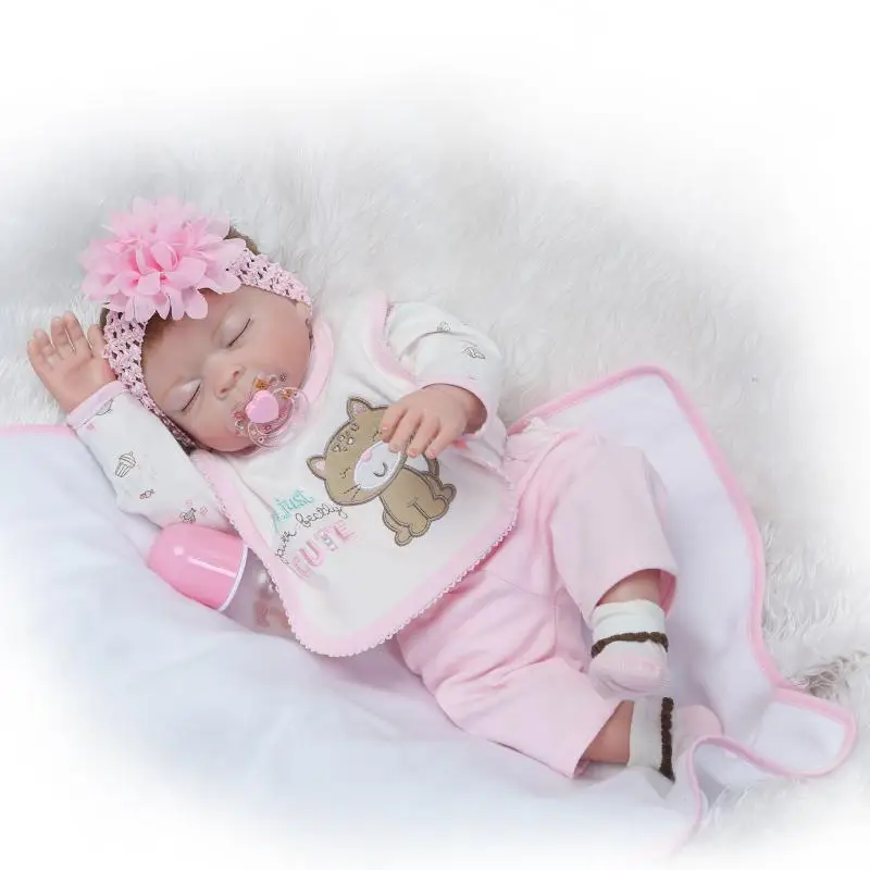 

NPK 20''50cm Lifelike Silicone Reborn Sleeping Baby Dolls Realistic boneca bottle pacifier Early education toys bath dolls