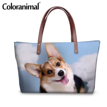 

Coloranimal 2018 New Design Women Handbag Casual Tote Shopper Bag Reusable 3D Welsh Corgi Dog Print Lady Crossbody Shoulder Bag