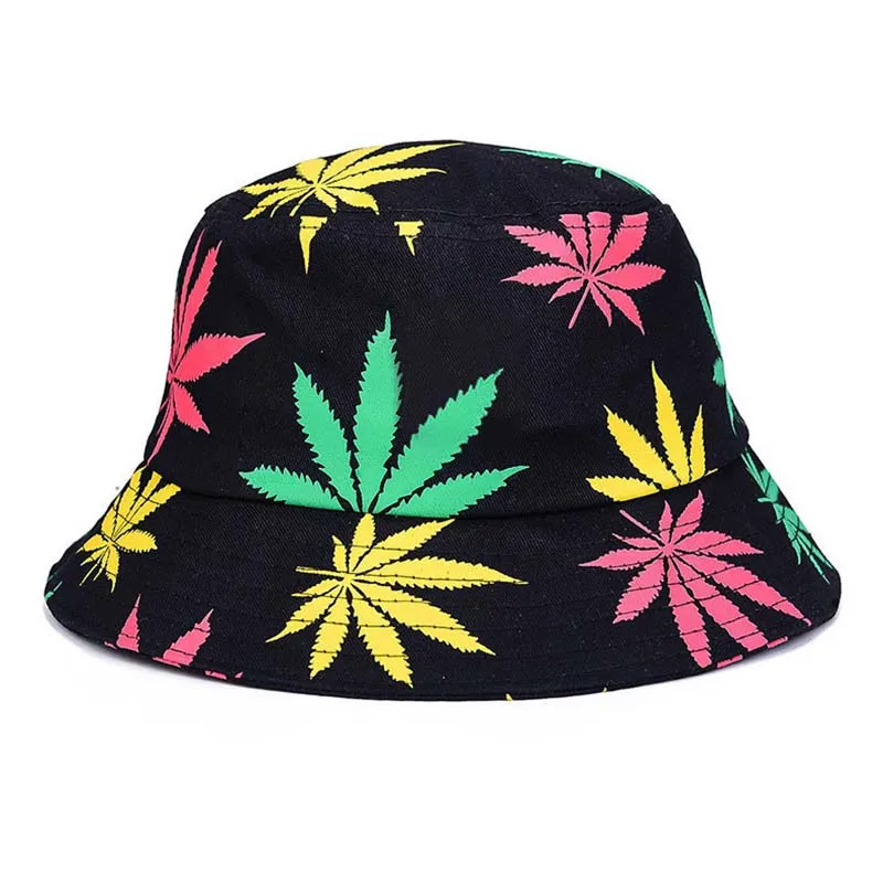 Кленовый лист Панама шляпа женская мужская пара летняя крутая хип-хоп кепка хлопок Солнцезащитная Плоская верхняя Рыбацкая Кепка s gorra - Цвет: Mix