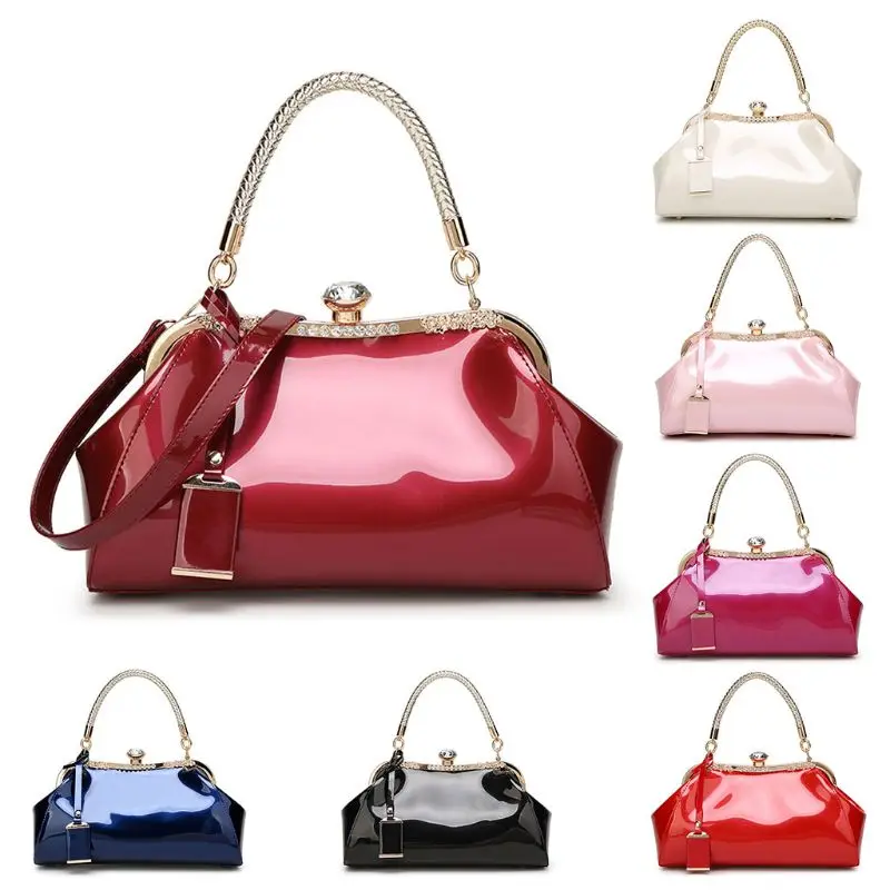 

THINKTHENDO Women Handbag Shoulder Messenger Satchel Crossbody Ladies Tote Bag Patent Leather Evening Clutch Purse Luxury Bags
