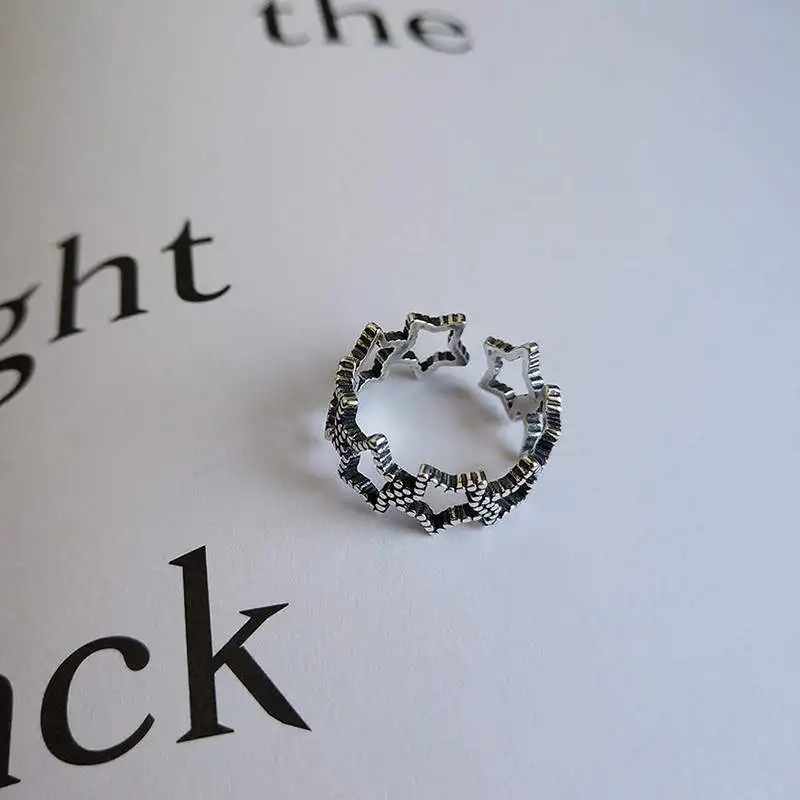 INZATT, настоящее 925 пробы, серебряное, минималистичное, с полой звездой, Винтажное кольцо для модных женщин, хорошее ювелирное изделие, модные, аксессуары, подарок