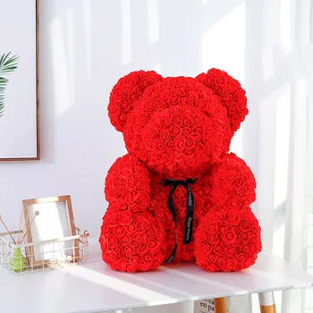 

Rose Bear Artificial Flowers Valentine's Day Gift Fake Rose Teddy Bear Soap Flowers Birthday Present For Wedding Party Decor