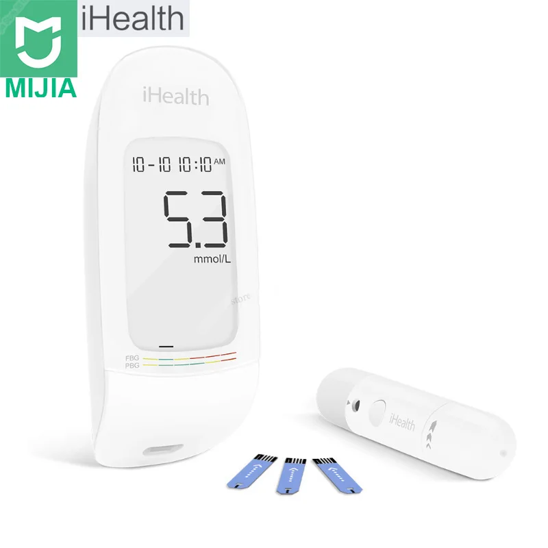 Xiaomi Mijia IHealth измеритель уровня глюкозы в крови с тестовыми полосками Lancets компактный портативный 5 передач ЖК-дисплей Цифровая подсветка память для хранения