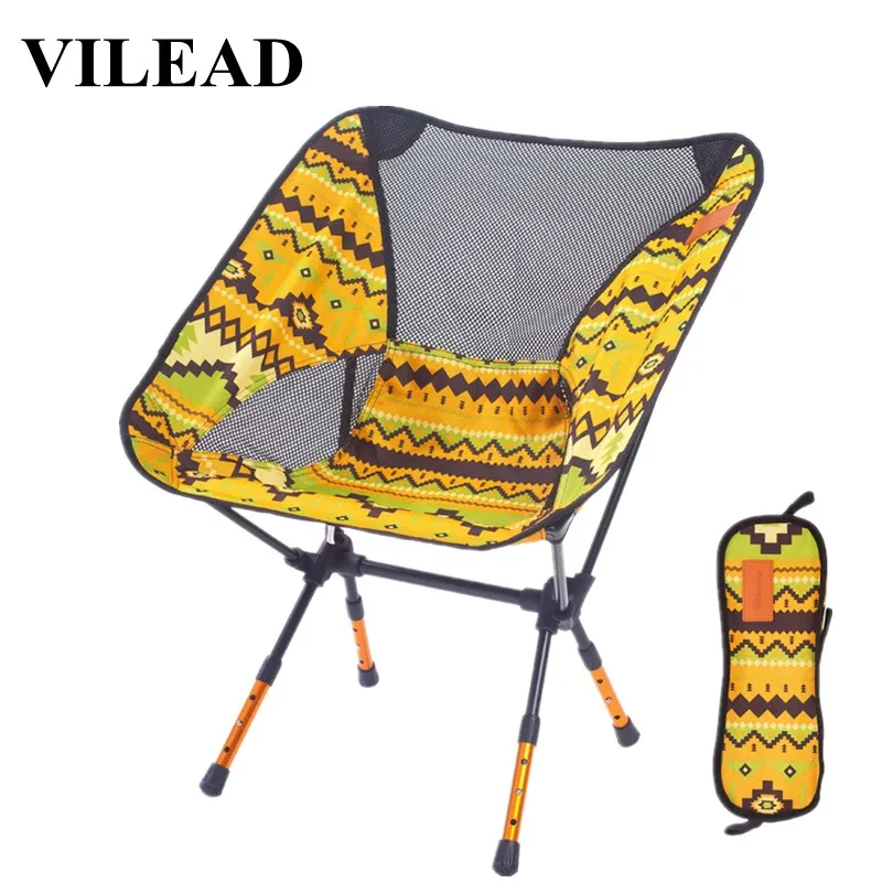 

VILEAD 4 Colors Adjustable Camping Chair Portable 7075 Aluminum Folding Ultralight Picnic Fishing Outdoor Beach bearing 150 kg