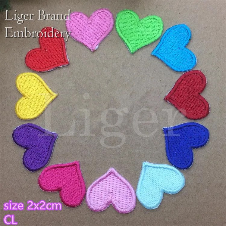 

2017 new patch 10 pcs mini heart embroidered patch iron on Motif Applique CL Fabric cloth hat shoe bag phone decor diy accessory