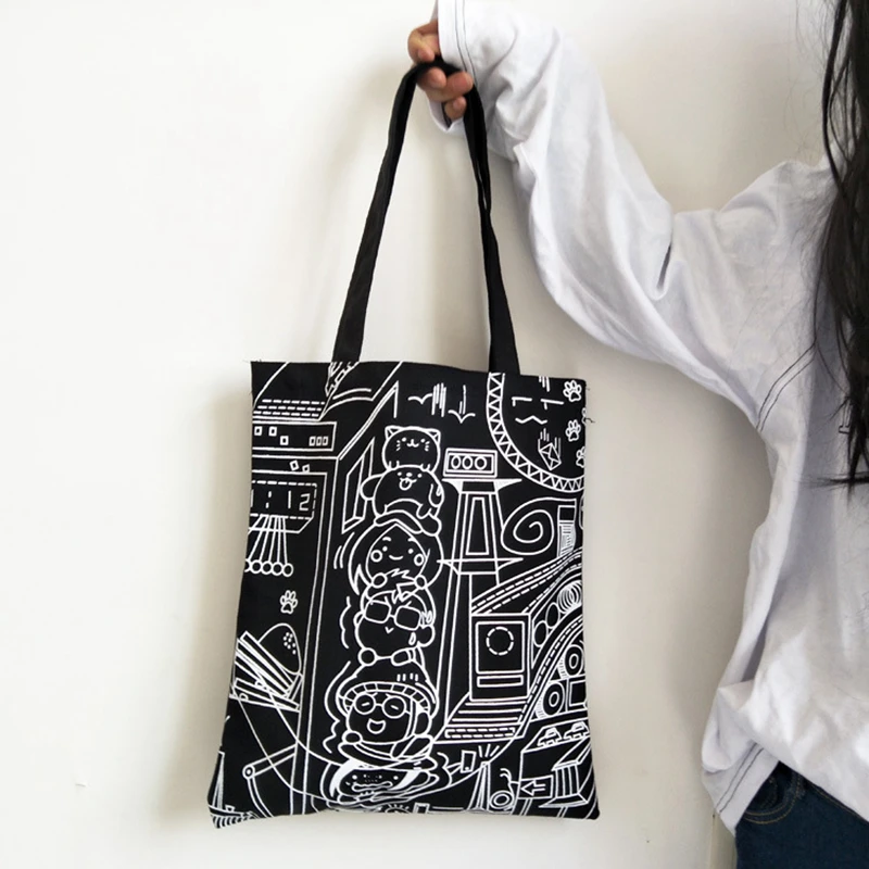 

Youda 2019 New Cute Style Canvas Bags Ladies Japanese Simple Tote Comic Print Handbag Fresh Female Shoulder Bag Casual Handbags
