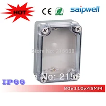 Saipwell наиболее популярные IP66 открытый пластиковый водонепроницаемые коробочки для инструментов с прозрачной крышкой 80*110*45 мм DS-AT-0811-S