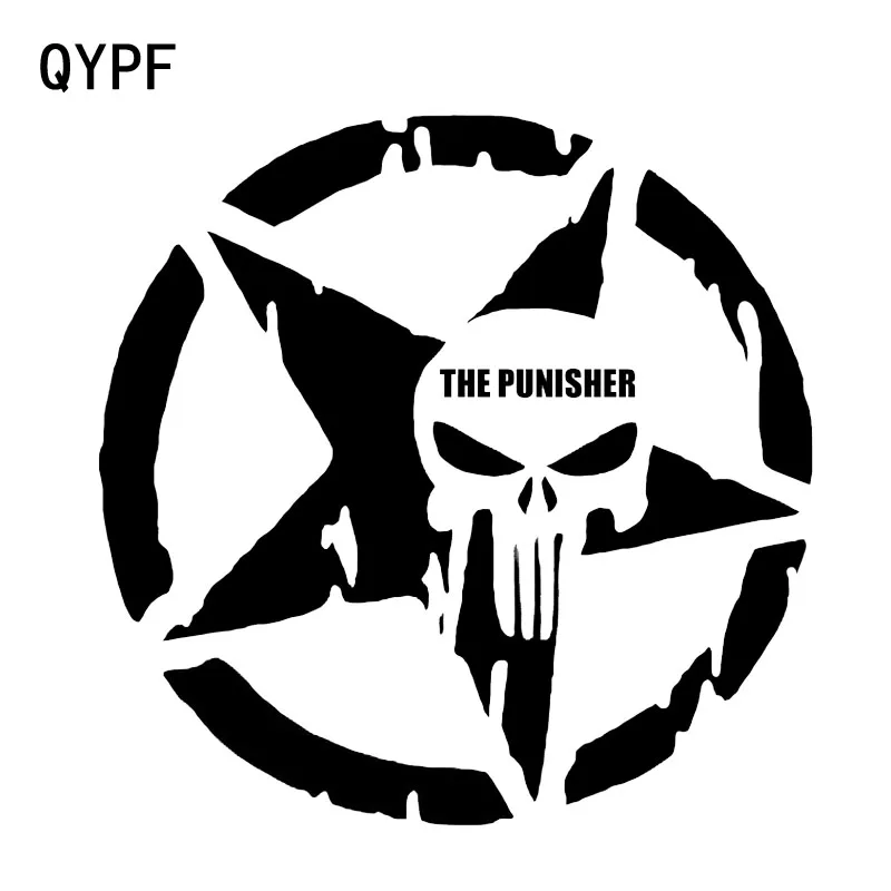 

QYPF 17.5*17.4CM Punisher Skull Graphic Car Sticker Vinyl High Quality Motorcycle Decoration C16-0097