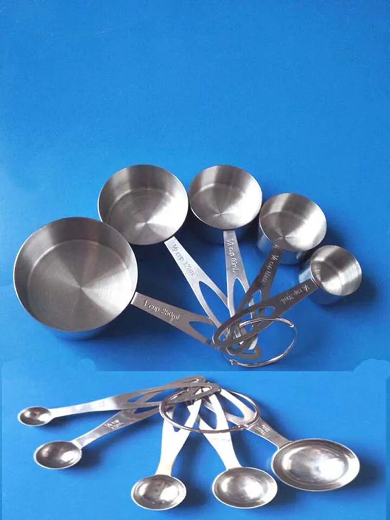 10PCS/Set Full Stainles Steel Measuring Cup +Measuring Spoon,Kitchen Measuring Tool.measuring