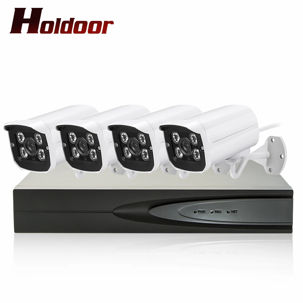 

Holdoor PoE Camera Kit 4ch 1080P 2MP Surveillance Cameras System Audio monitor IP Camera P2P Outdoor Video NVR