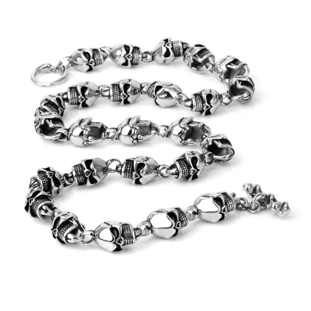 

316L Stainless Steel Hip Hop Mens Jewelry Biker Huge Titanium Steel Skull Skeleton Necklaces Gothic Heavy Punk Necklace