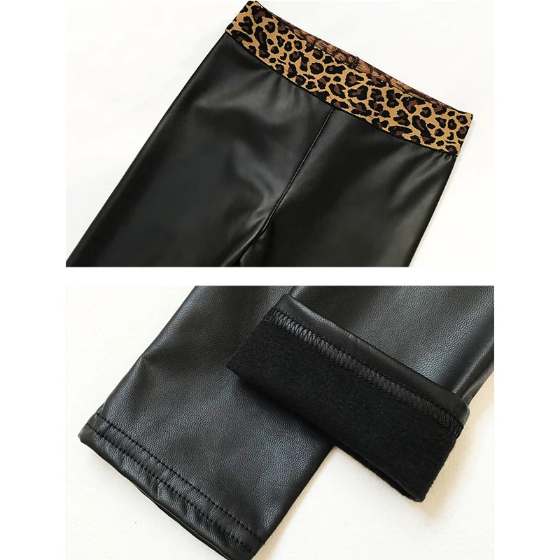 BGTEEVER, зимние женские брюки с леопардовым принтом, Прямая поставка, женские бархатные брюки из искусственной кожи, брюки-карандаш с эластичной талией, обтягивающие штаны