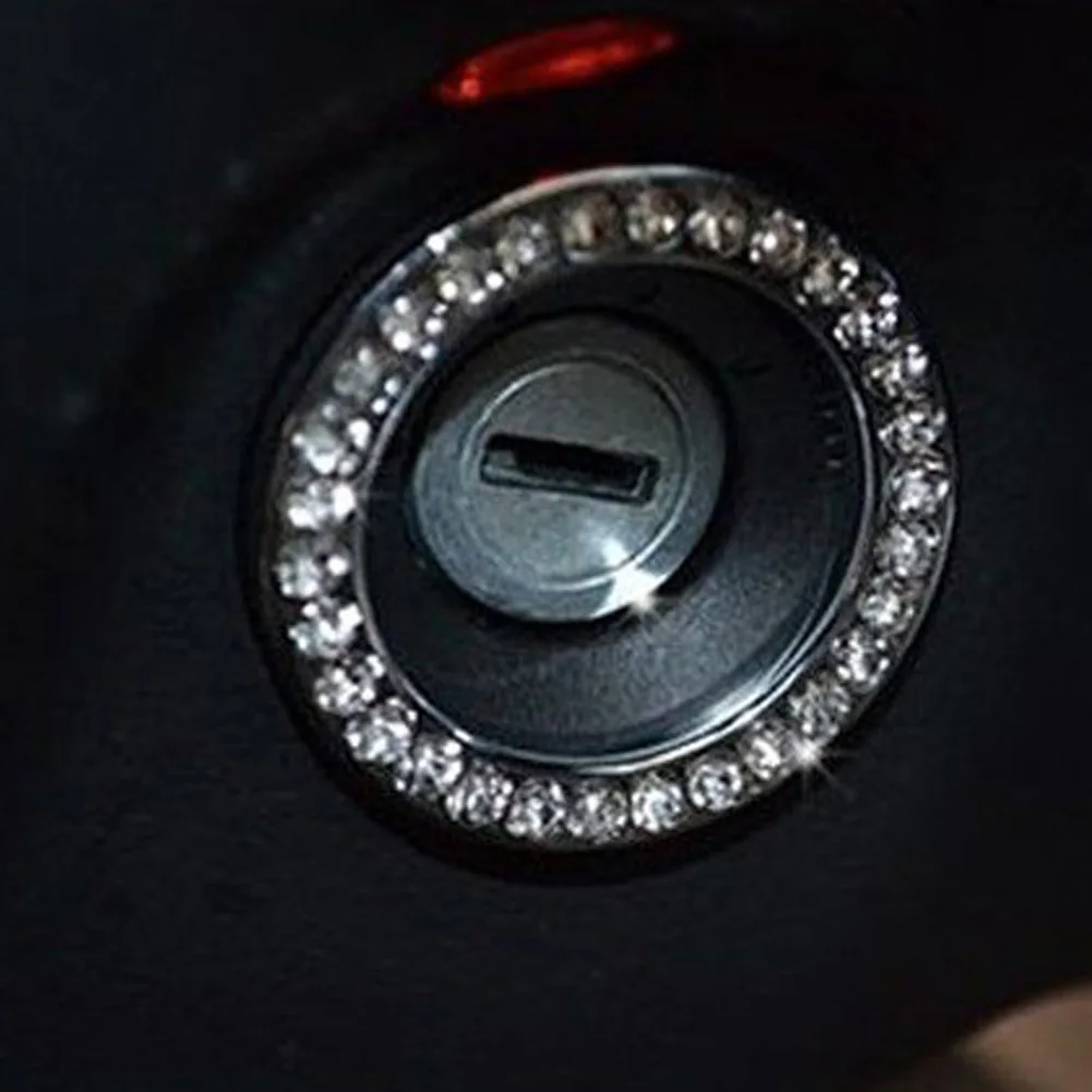 

New Pink Car Interior One-Key Engine Start Stop Ignition Push Button Decorative Diamante Ring for All Cars