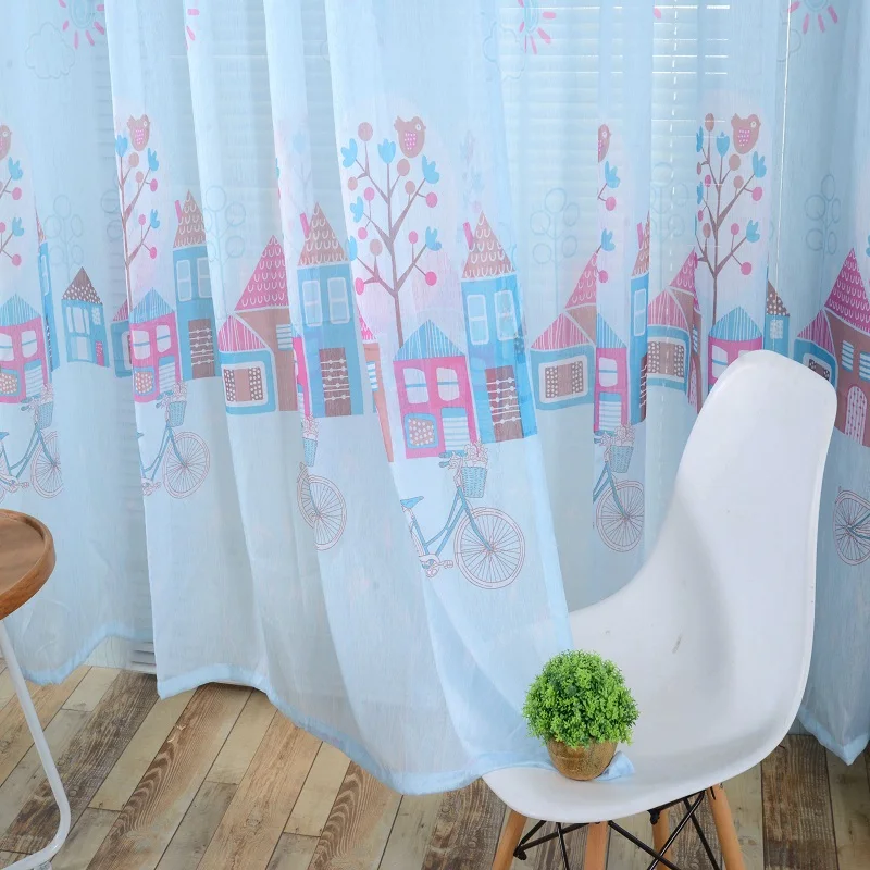 

Cartoon Decorative curtains House printed screening Sheer Fabric for Kids Boy Girl living room bedroom Semi-blackout curtains
