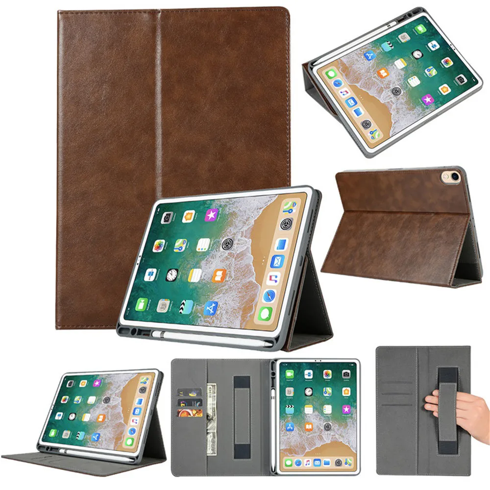 Новейший для iPad Pro 12.9in релиз кожаный бумажник Folio чехол с подставкой, с отделением для карточек чехол - Цвет: Коричневый