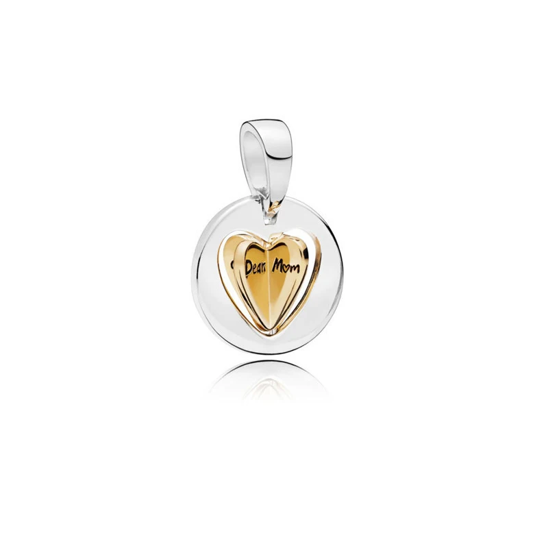 

Shine Mum Golden Heart Hanging Charms for Women Bracelets Mother's Day Silver 925 Jewelry Making DIY Pendant Vintage Charms 2019