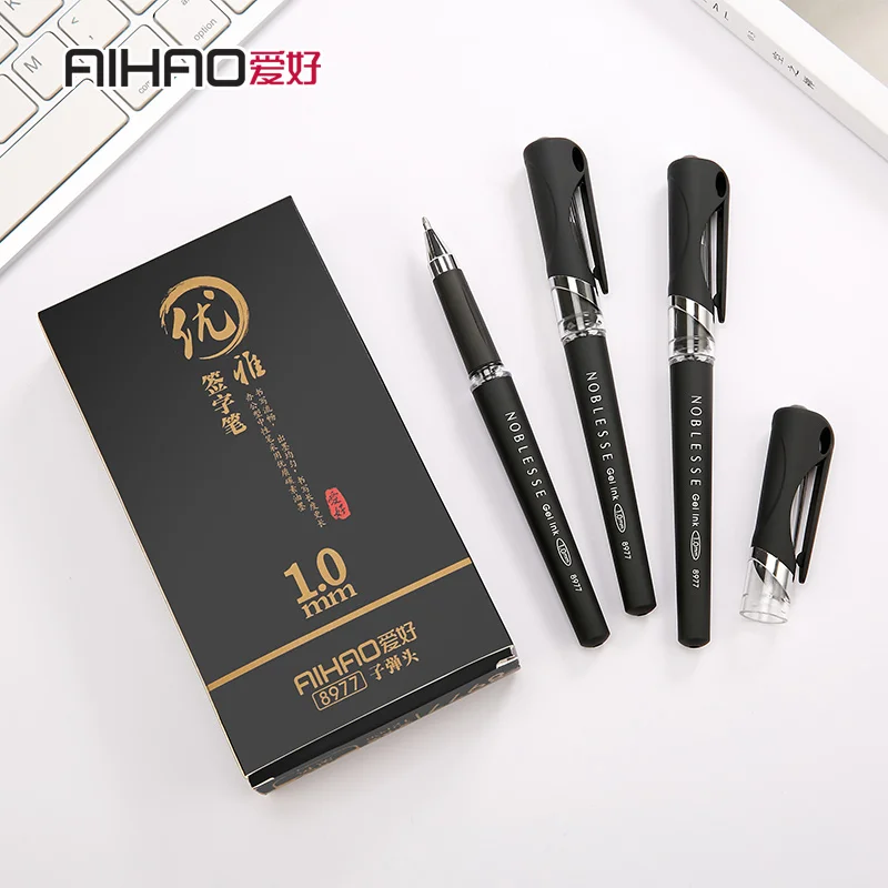 

AIHAO New Arrival Plastic Handle 1.0 mm Point Cap Gel Pen 12pcs/box Sign Pen Office & School Supply Free Shipping
