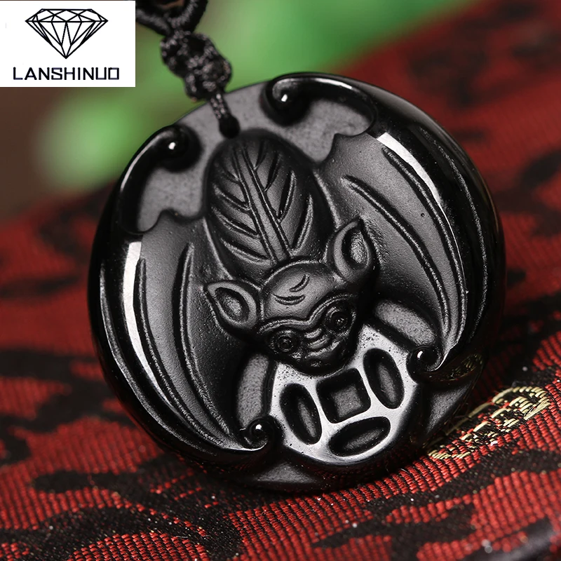 

genuine wholesale supply natural Matte Black Obsidian bat pendant pendant to Fu to the rich men and women accessories in China