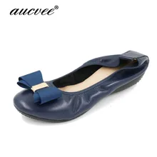 AUCVEE/брендовые роскошные женские балетки на плоской подошве с бантом, синего, красного, абрикосового цвета; коллекция года; модная обувь; большие размеры 41, 42; обувь на плоской подошве для беременных