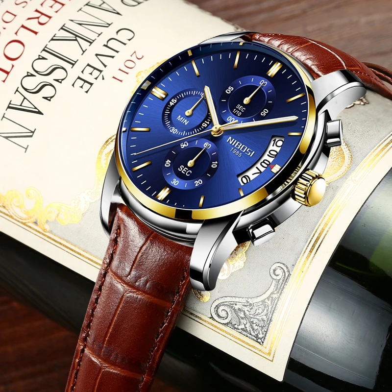 NIBOSI часы Для мужчин часы кварцевые спортивные часы календарь лучший бренд класса люкс мужские Бизнес наручные часы военные часы часы мужские