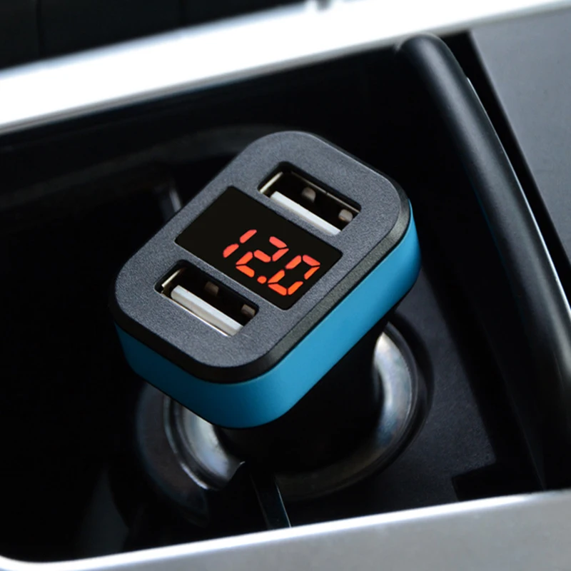 

Robotsky 2.1A Fast Car Charger Dual USB Phone Charge Adapter with LED Digital Display for iPhone Samsung Huawei Tablet