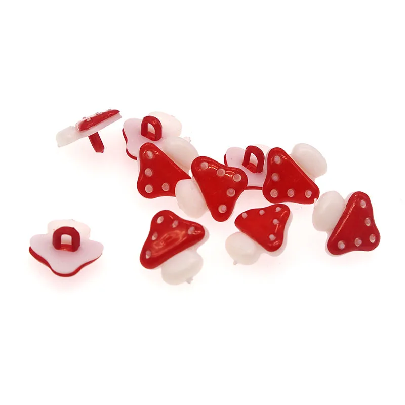 50pcs Plastic Buttons Single Hole Mushroom Cartoon Red Button Latest