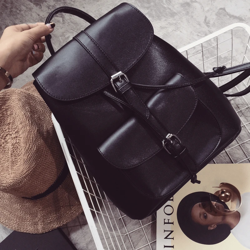

Caker Brand Women's Drawstring Large Big PU Leather Backpack School bags Teenage Girls Backpacks for Women Backpacks