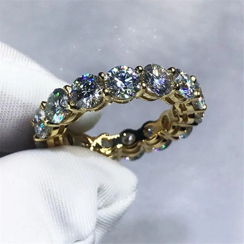 3 colors Finger ring Round 4mm Sona zircon cz Yellow Gold Filled 925 silver Enagement Wedding Band Rings for women Men Jewelry Fashion Jewelry