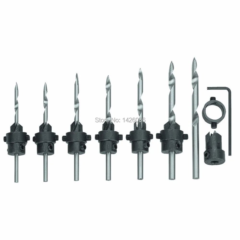 22PC TAPERED DRILL & COUNTERSINK BIT WOOD PILOT HOLE DIY TOOL wood working tool setin Drill