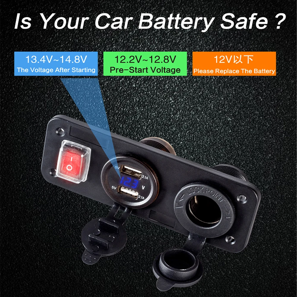 12/24V 5 V/4.2A автомобильное зарядное устройство, мотоциклетная вилка, двойной USB адаптер+ напряжение+ гнездо прикуривателя, зарядное устройство