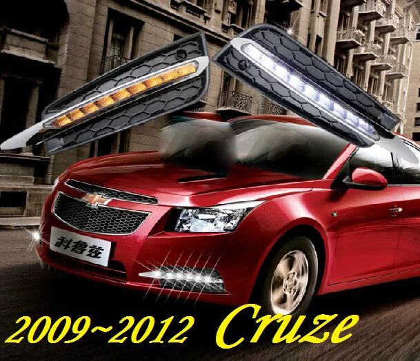 2009 2010 2011 2012 2013 год для Chevrolet Cruze дневной свет Автомобильные аксессуары светодиодный DRL фары для Cruze противотуманные фары - Цвет: Model1 white yellow