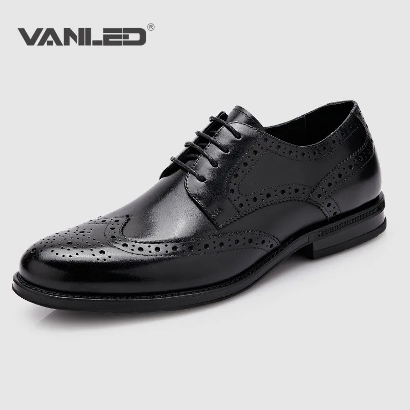 Oxford Brogues Shoes Luxury Brand Men Dress Formal Wedding Genuine Leather Shoes British Italian Style Flats Classic Shoes