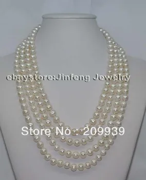 

huij 002147 17-21" 4strands freshwater pearl necklace & bracelet 8mm pearl set