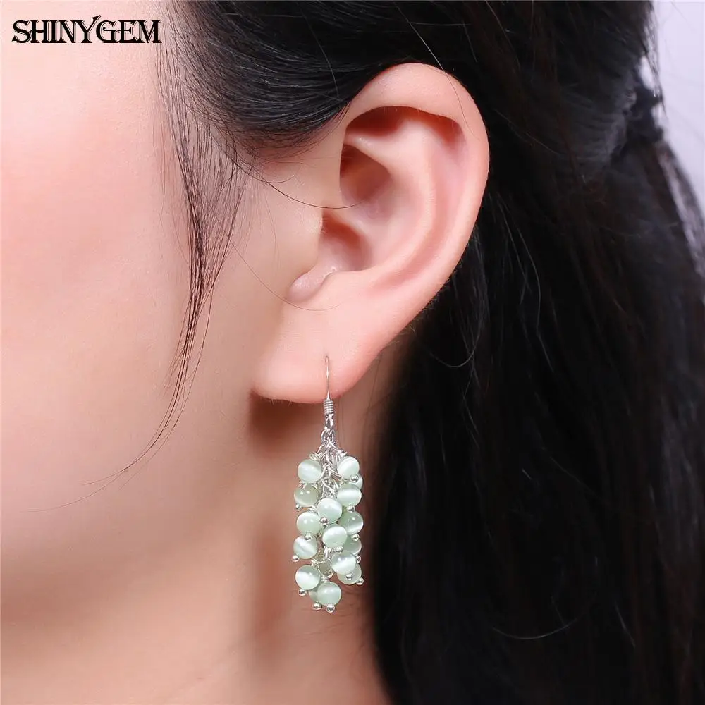 ShinyGem модные разноцветные Круглые серьги из бисера с кошачьим глазом 4 мм милые