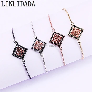 

10Pcs Fashion Copper Metal Micro Pave Cz Zircon Rhombus Shape Connectors Bracelets