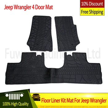 

Free Shipping!!! For Jeep Wrangler Black Rubber Car Mat Black with Red Colors 4 Doors Front Cab 2007-2015 Foot Pad