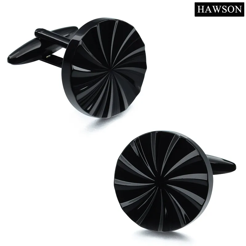 

Retailed IP Black Round Cufflinks Flower Pattern Cuff links Wedding Jewelry For Groom