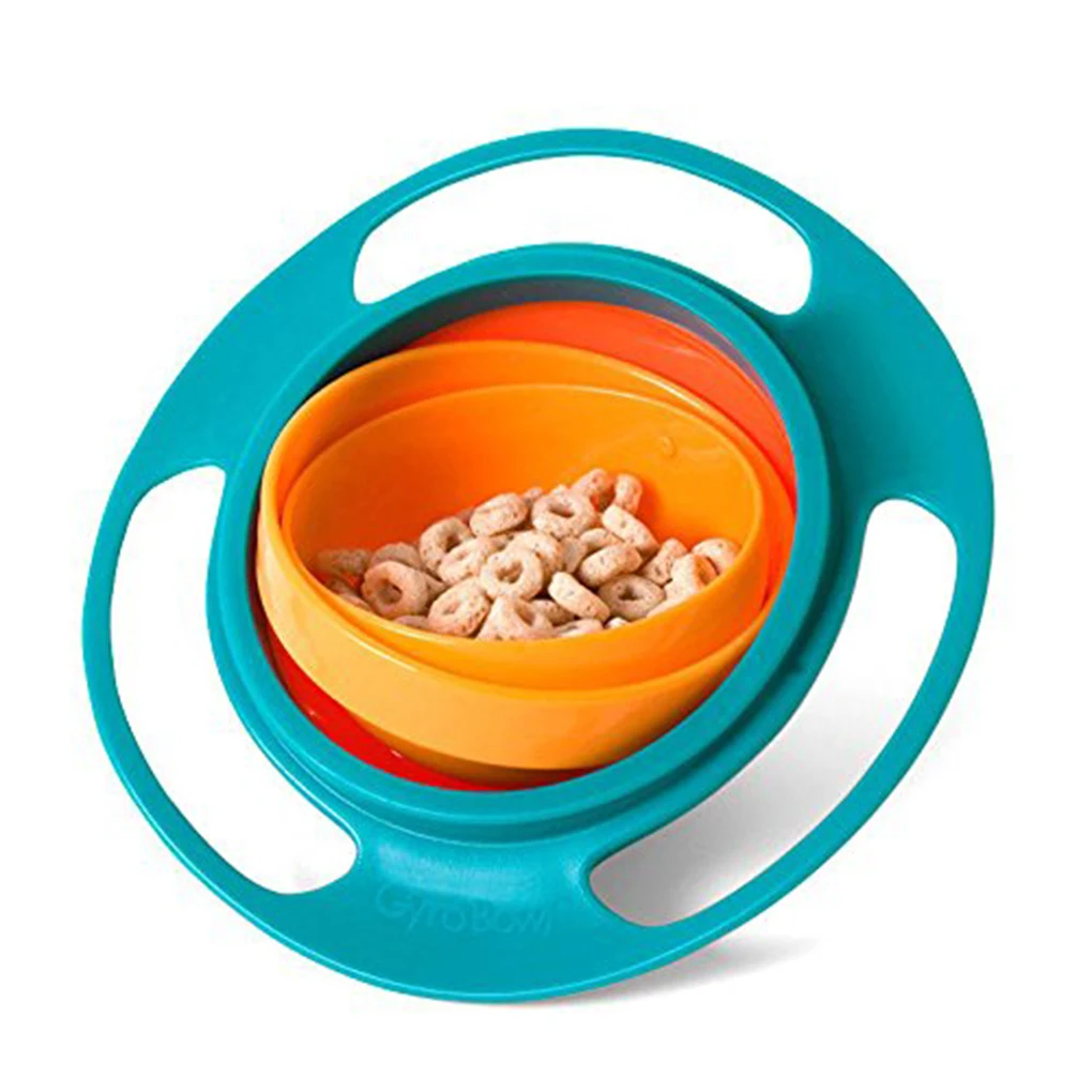Горячая дизайн универсальная Гироскопическая чаша для кормления посуды антипроливающаяся чаша плавное вращение на 360 градусов Гироскопическая чаша для маленьких детей - Цвет: 2