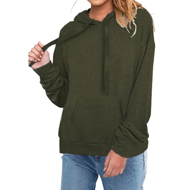 CALOFE Autumn Loose Hoodie Sweatshirt Women Fashion Solid