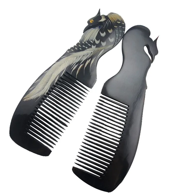 Massage 100% Natural Hand Carved Comb Healthy Hair Loss Comb Natural OX Horn Massagem Escova de Cabelo Hairbrush  Combs 3