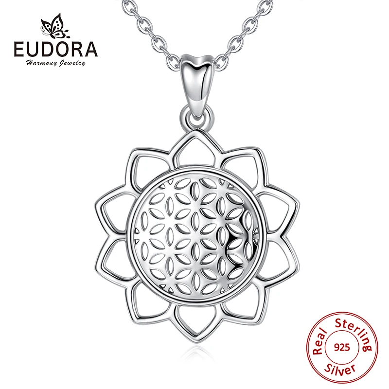Geometría de Joyería de Moda Flor De La Vida Colgante Collar Cadena De Plata Sagrado