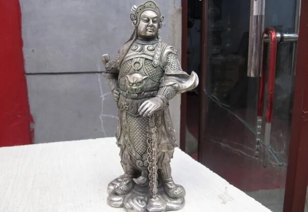 

Collectible bronze lion statue S0736 Chinese Bronze silver-gilt famous Wei Tuo warrior General Statue (B0413)